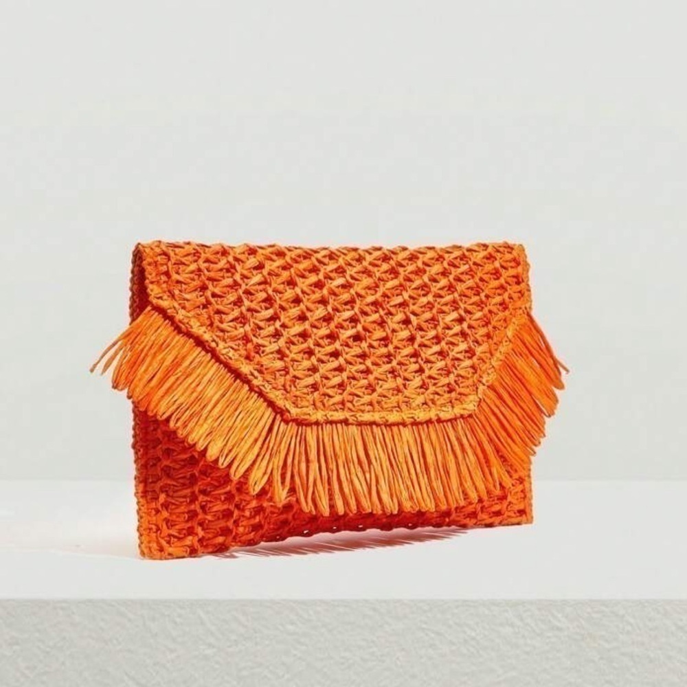 Fringe Decor Envelope Woven Bag - Picture 7 of 16